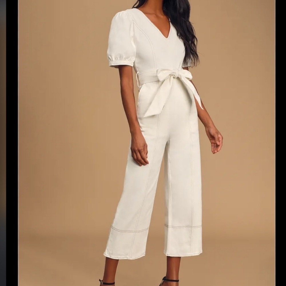 En Saison White Denim Jumpsuit. Size 2/4.